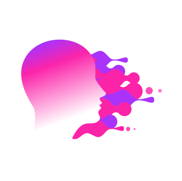 Graphic of a profile silhouette with a pink to magenta gradient, symbolizing fast-paced innovation or creative thought.