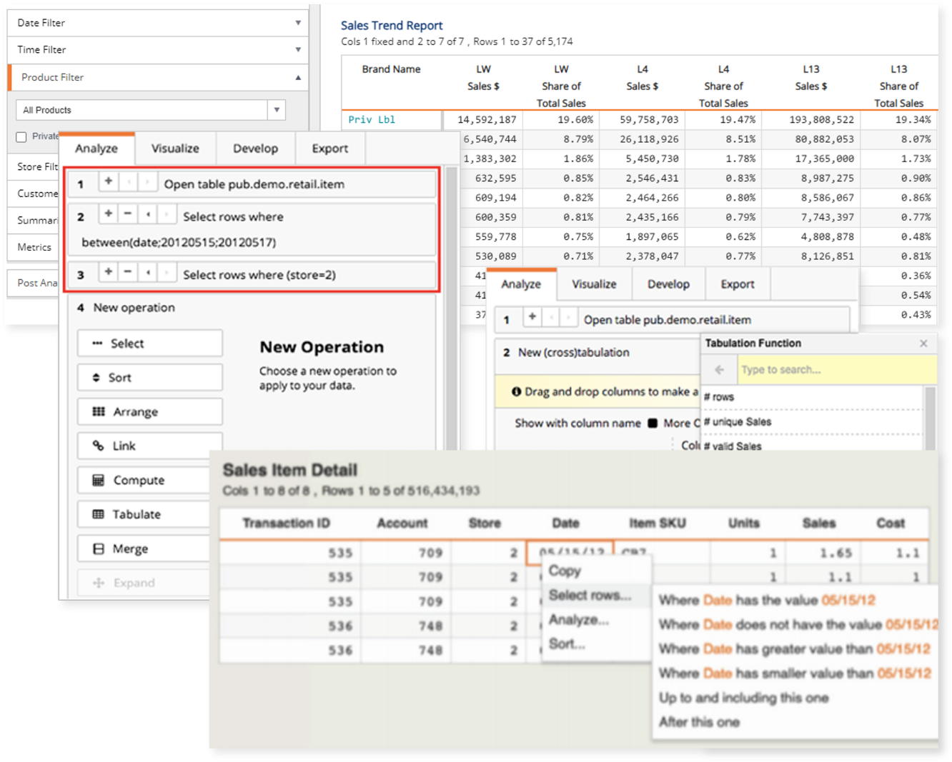 Customer Insights Platform sales trend report screenshot