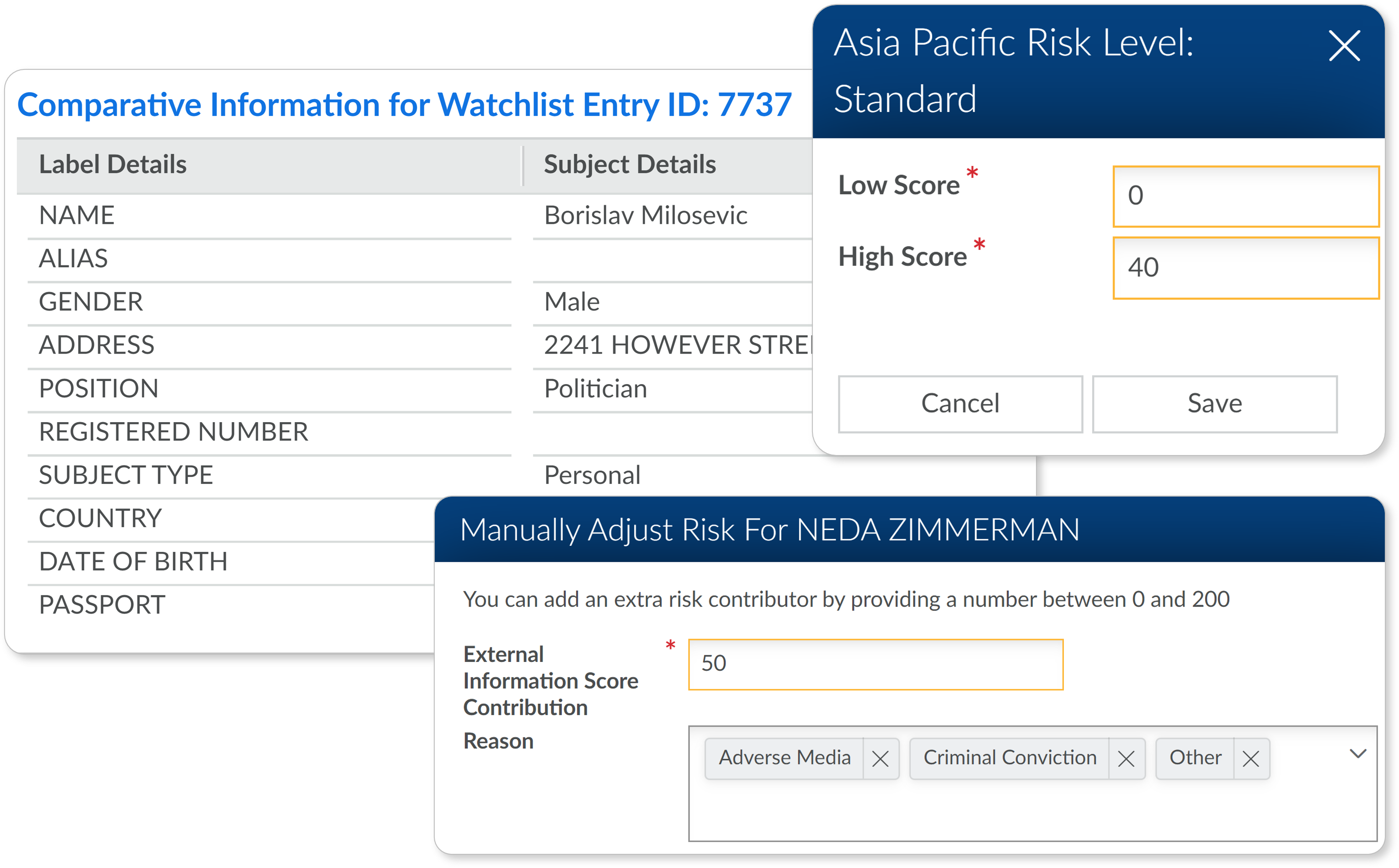 Fully integrated name screening