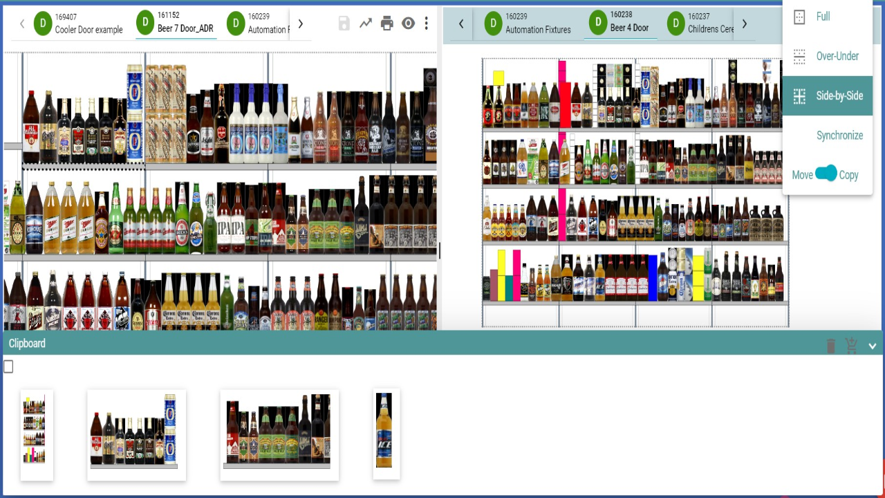 Shelf planning side by side screenshot